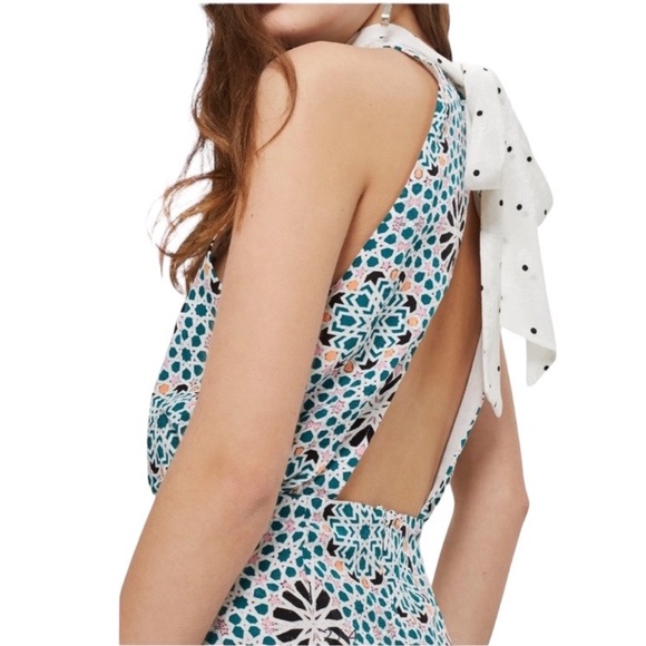 TOPSHOP Geo Moorish Moroccan Tile Tie Neck Halter Midi Dress size 6 - Picture 11 of 16
